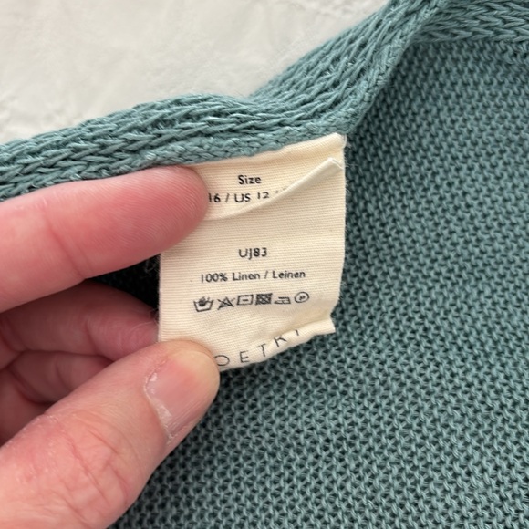 Poetry Teal Sleeveless Linen Sweater, US 12, 💗EUC - Picture 6 of 6